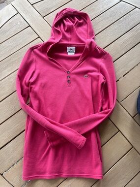 Lacoste Fuchsia Hooded Pique Pullover